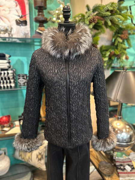 Stretch Leather Jacket W/Silver Fox