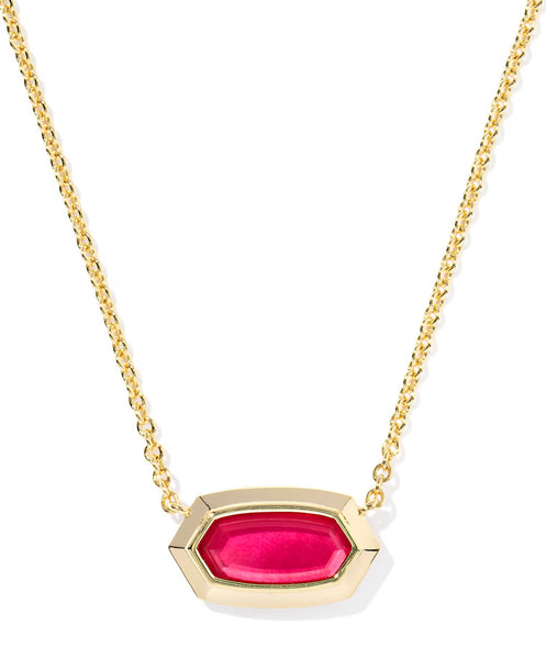 Kendra Scott Elisa Bezel Gold Short Pendant Necklace in Red Illusion
