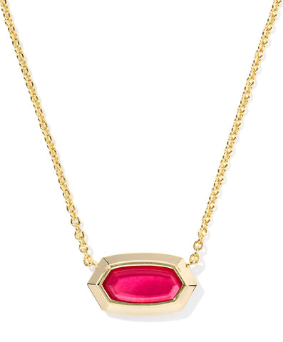 Kendra Scott Elisa Bezel Gold Short Pendant Necklace in Red Illusion