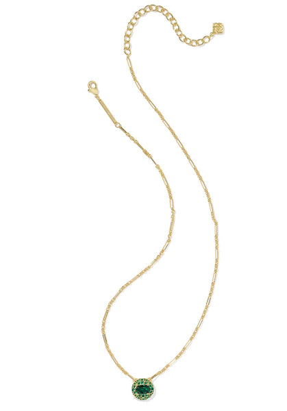 Kendra Scott Bella Gold Short Pendant Necklace in Dark Green Crystal