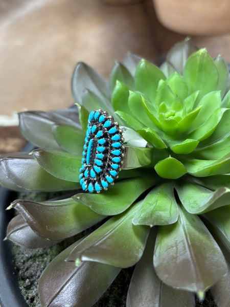 Adjustable Turquoise Cluster Ring