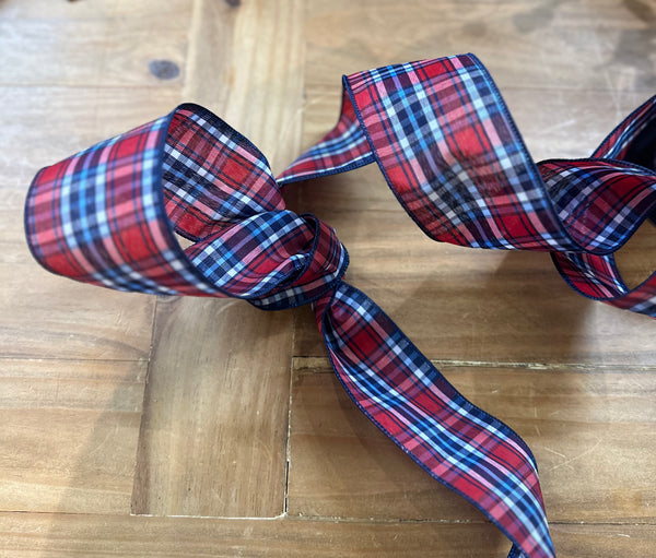 D. Stevens Poplin American Plaid Ribbon