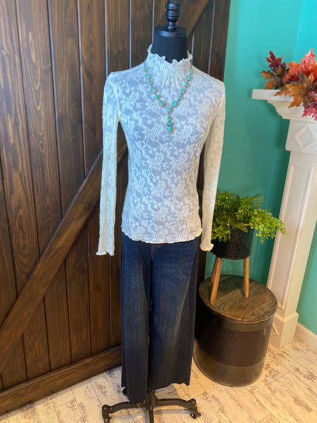 Mystree Lettuce Edge Sheer Top