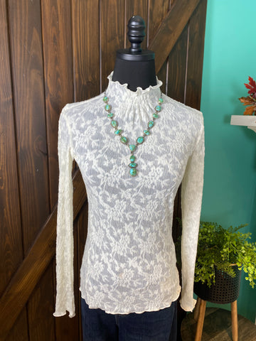 Mystree Lettuce Edge Sheer Top