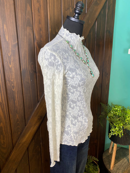 Mystree Lettuce Edge Sheer Top