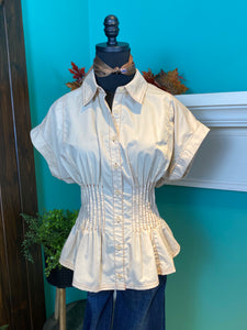Entro Pleated Button Front Top