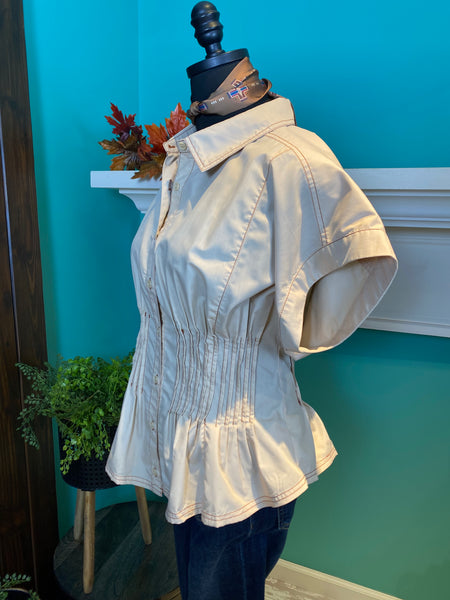 Entro Pleated Button Front Top