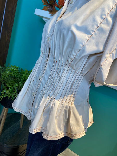 Entro Pleated Button Front Top