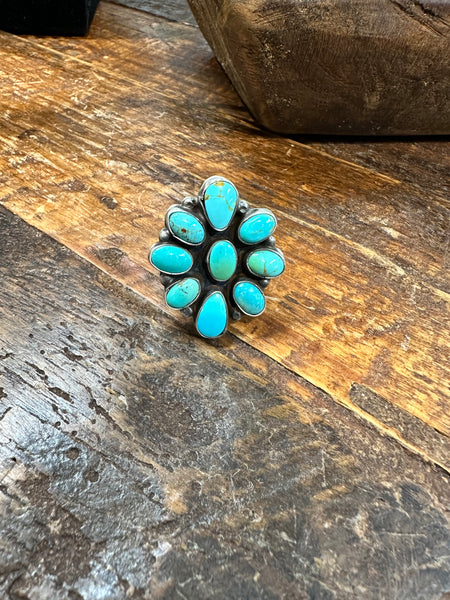 Turquoise Cluster Adjustable Ring