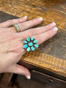 Adjustable Turquoise Cluster Ring