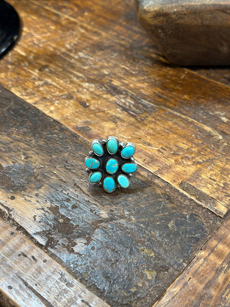 Adjustable Turquoise Cluster Ring