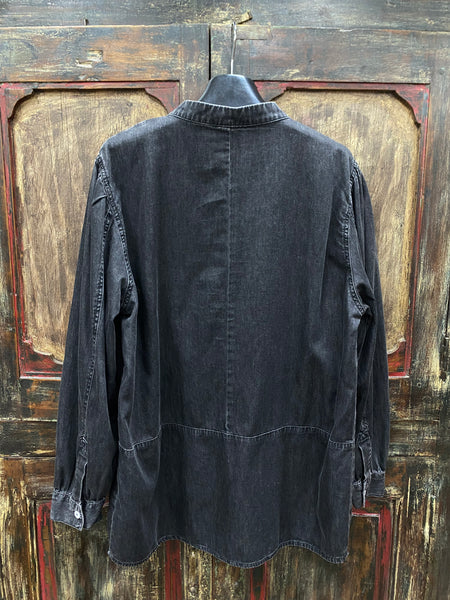 V-Neck Black Denim Top