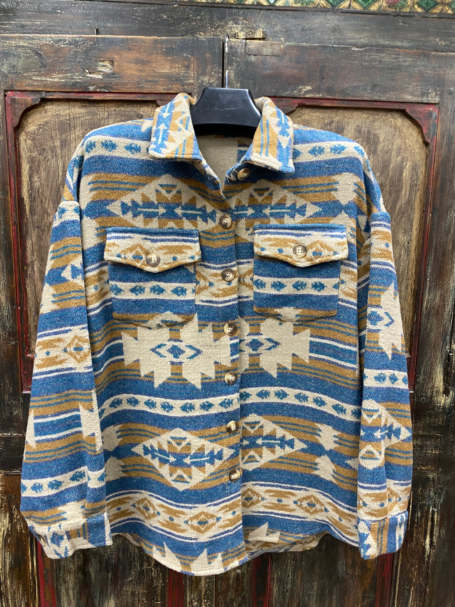 Shewin Aztec Button Front Jacket