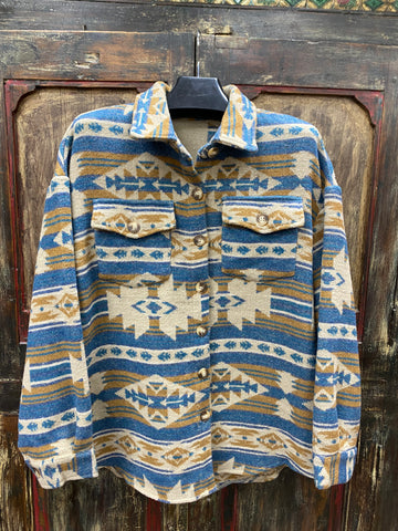 Shewin Aztec Button Front Jacket