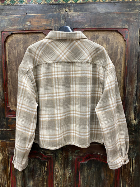 Buttermelon Plaid Crop Shacket