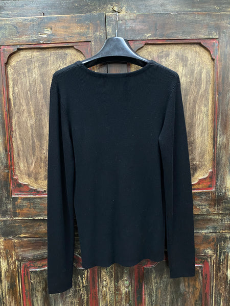 Elliot Lauren Ribbed Lace Up V-Neck Sweater