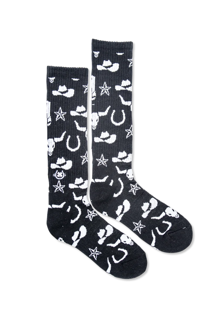Lucky Chuck Get Western black & white Socks