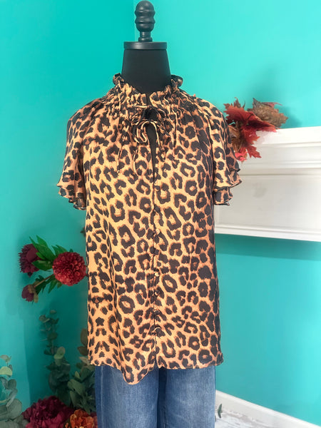 THML Flutter Sleeve Leopard Top
