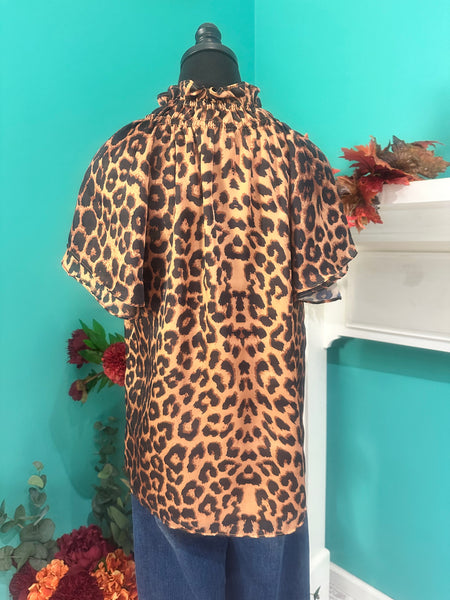 THML Flutter Sleeve Leopard Top