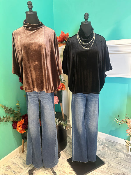 Umgee Velvet T-neck Style Top