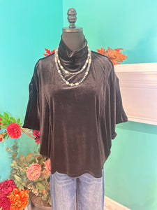 Umgee Velvet T-neck Style Top