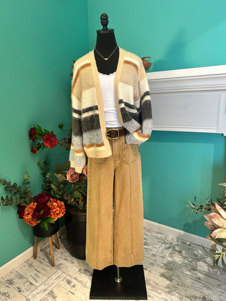 Mystree The Colorblock Open Cardigan Sweater