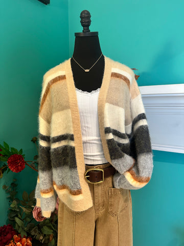 Mystree The Colorblock Open Cardigan Sweater