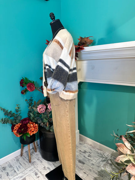 Mystree The Colorblock Open Cardigan Sweater