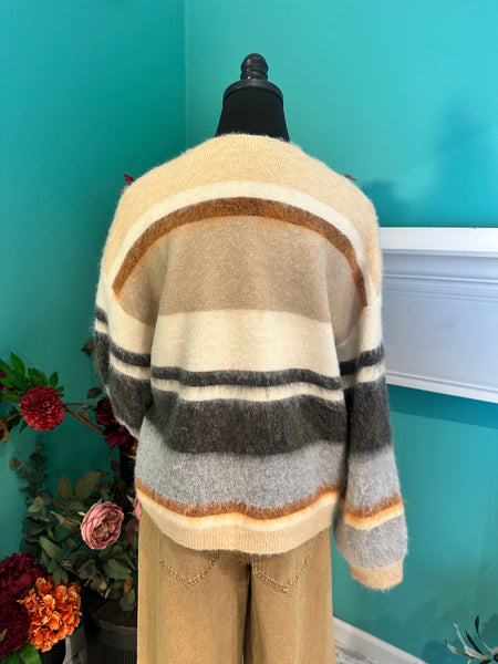 Mystree The Colorblock Open Cardigan Sweater