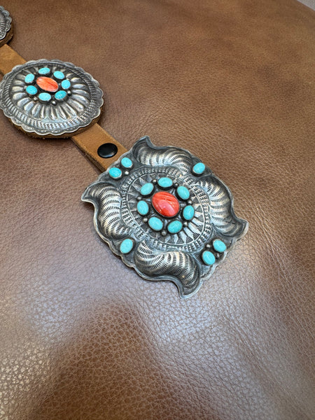 Dan Morgan Turquoise/Spiny Oyster Concho Belt
