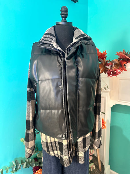 Panache Apparel A Faux Leather Puffer