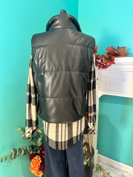 Panache Apparel A Faux Leather Puffer