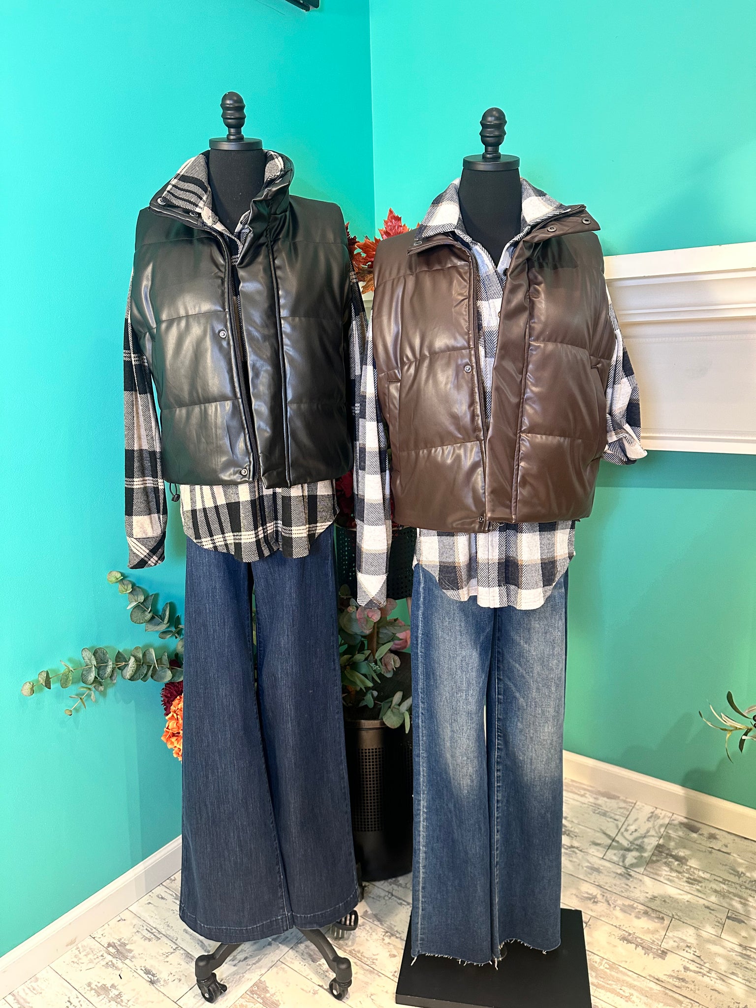 Panache Apparel A Faux Leather Puffer