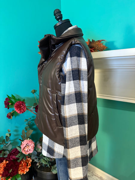 Panache Apparel A Faux Leather Puffer