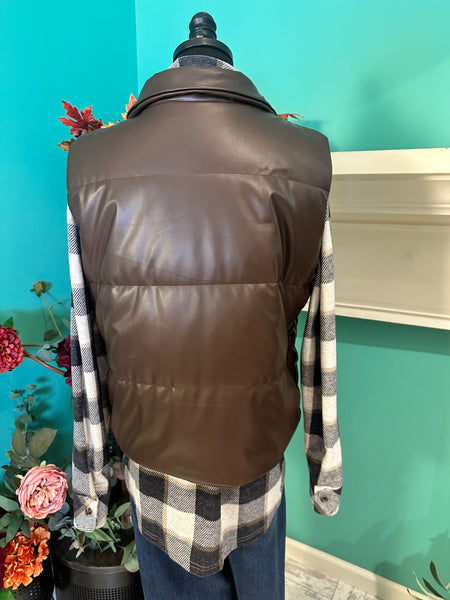 Panache Apparel A Faux Leather Puffer