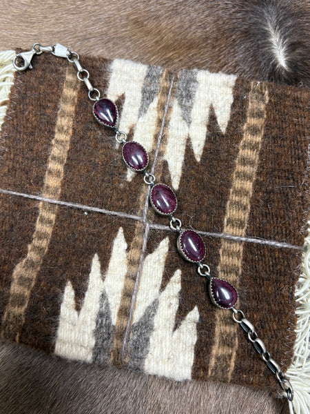 SLL 5 Stone Purple Link Bracelet