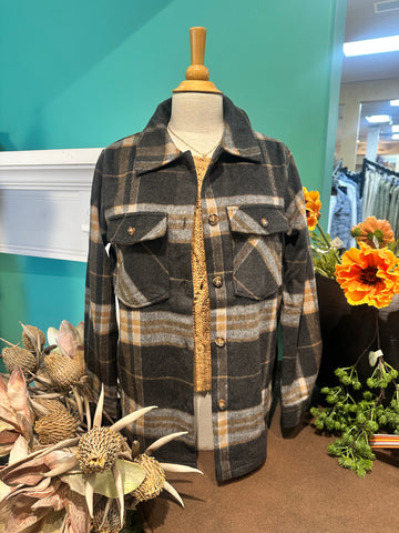 Panache Apparel Plaid Shacket Shirt