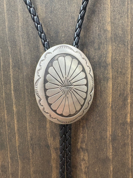 ALZ Etched Bolo Tie