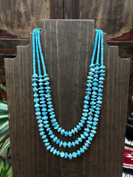 FAT 3 Strand Natural Turquoise Necklace
