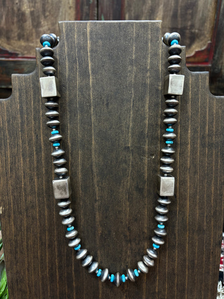 ALZ Block/Saucer with Turquoise Necklace & Earrings