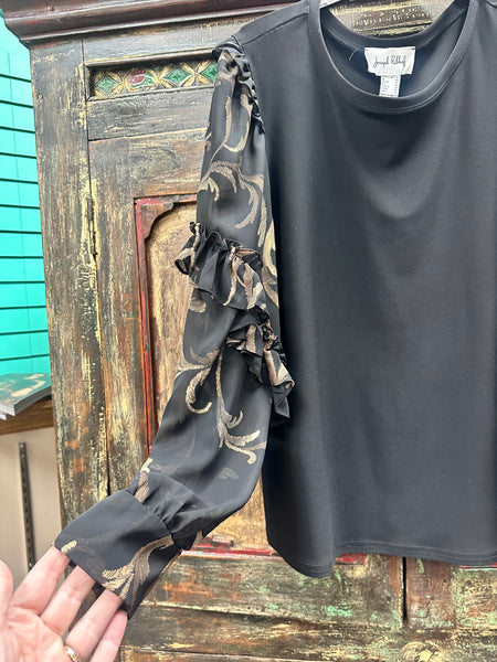 Joseph Ribkoff Sheer Sleeve Ruffle Top