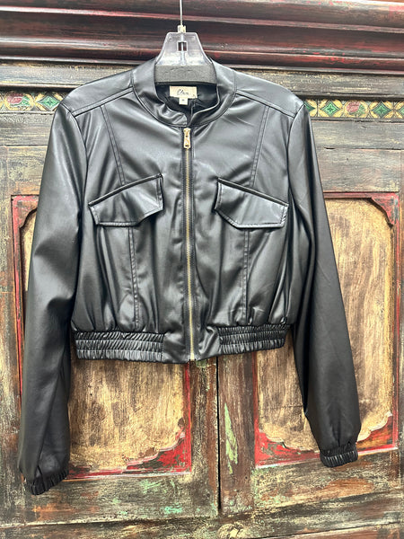 Elan Bomber Faux Cropped Jacket