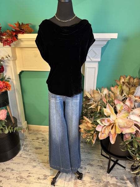 Mystree Velvet Cowl Neck Top