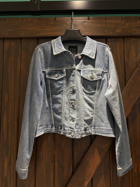 FDJ Crop Denim Jacket with Stitching Detail