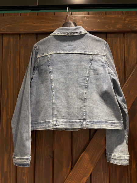 FDJ Crop Denim Jacket with Stitching Detail