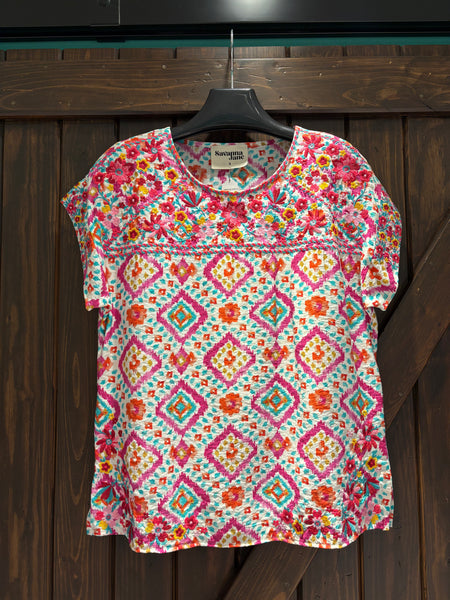 Savanna Jane Ikatw Embroidery  Top