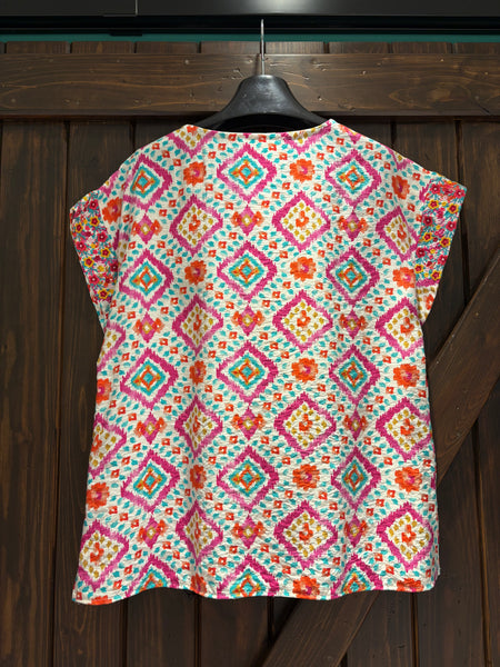 Savanna Jane Ikatw Embroidery  Top