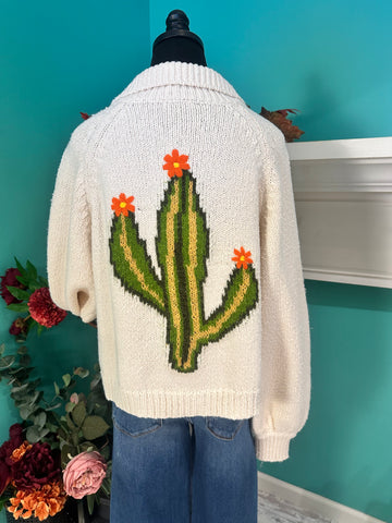 Miou Muse Cactus Button Front Sweater Cardigan