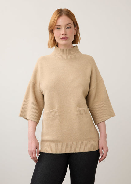 Mock Neck Lightweight Sleeve Sweater