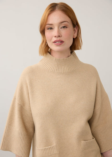 Mock Neck Lightweight Sleeve Sweater